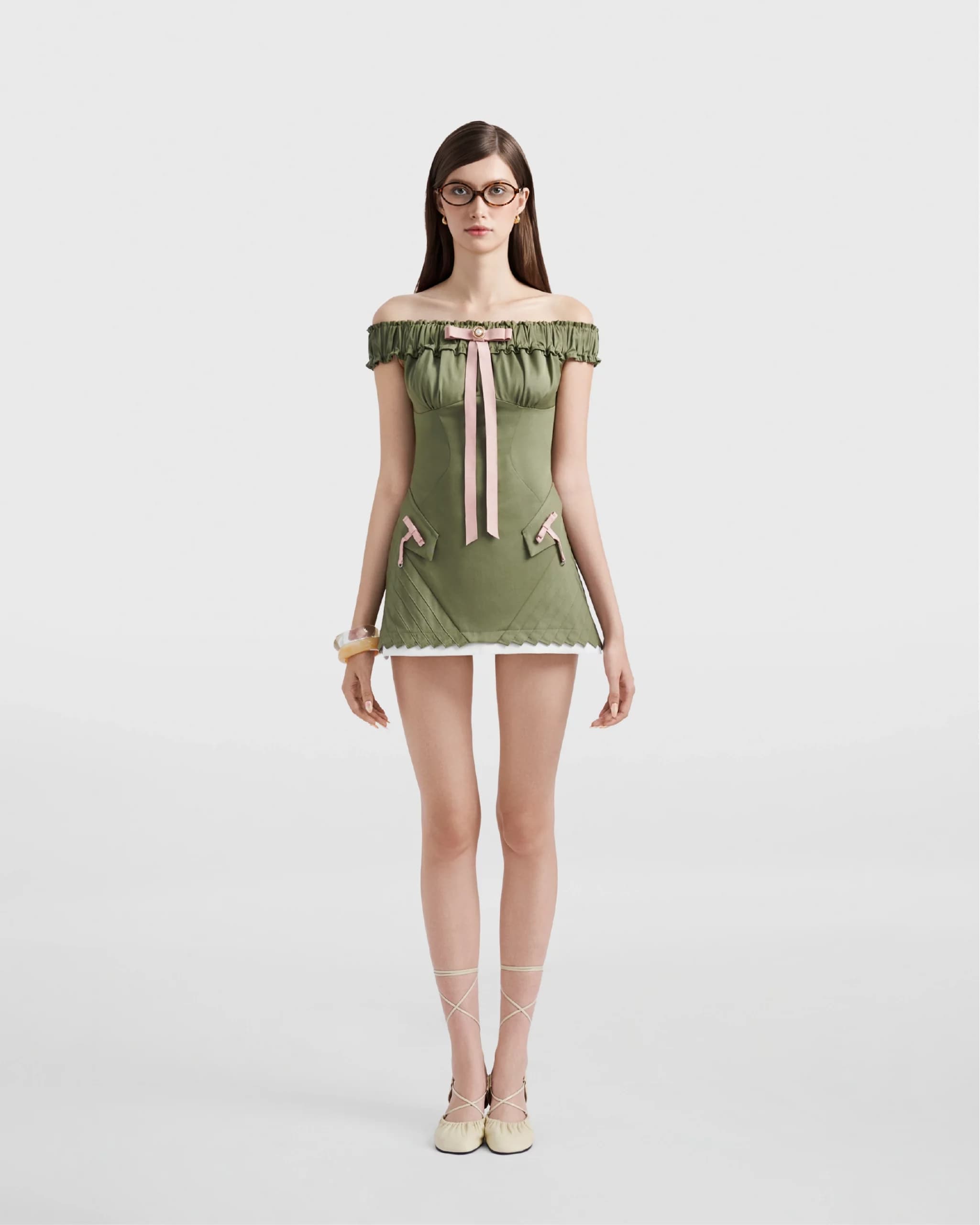 JOSEMOON POWER SHOULDER MINIDRESS サイズ36 POWER SHOULDER MINIDRESS(36 GREY): DRESSjosemoon